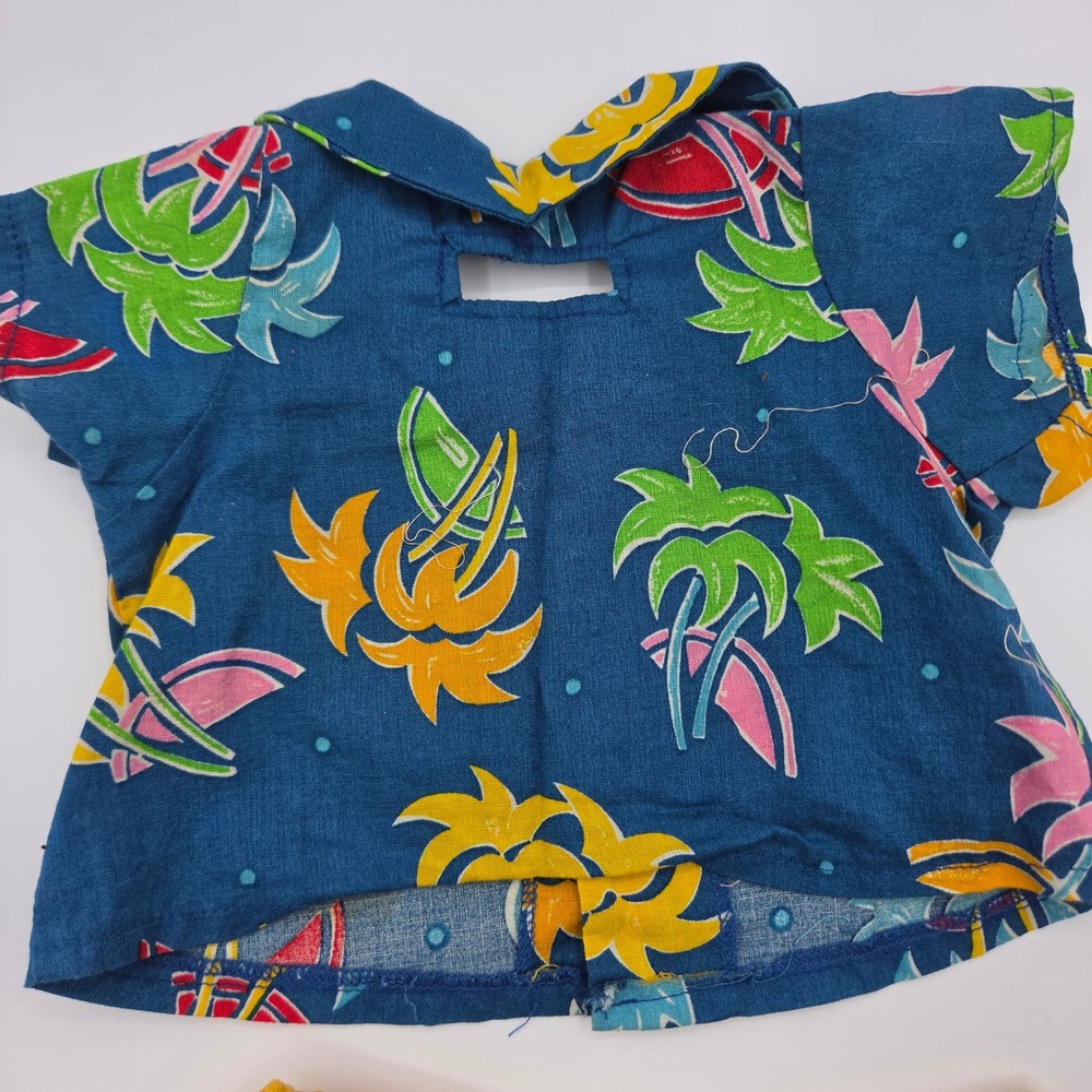 Vintage Teddy Ruxpin Summertime Outfit Tropical Shirt Yellow Shorts WOW 1980s - Picture 7 of 11